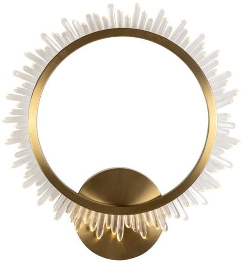 Beau Glass and Brushed Gold Round Wall Lamp