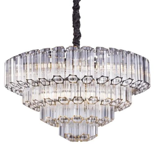 Bece Glass and Chrome Chandelier