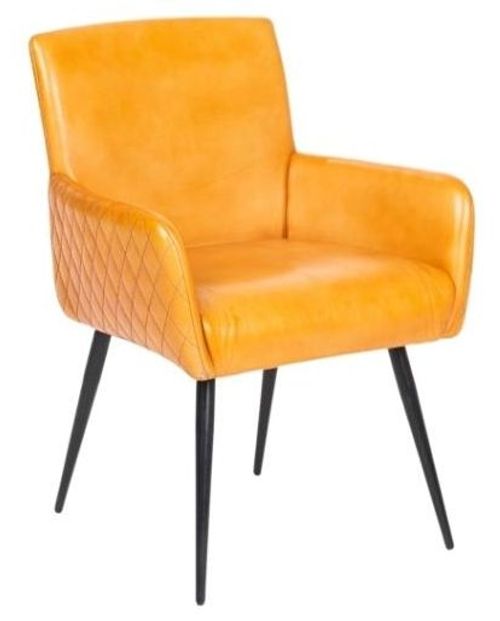 Clearance - Stanton Genuine Leather Camel Dining Armchair - Quilted Diamond Stitched Back - Brand New Item