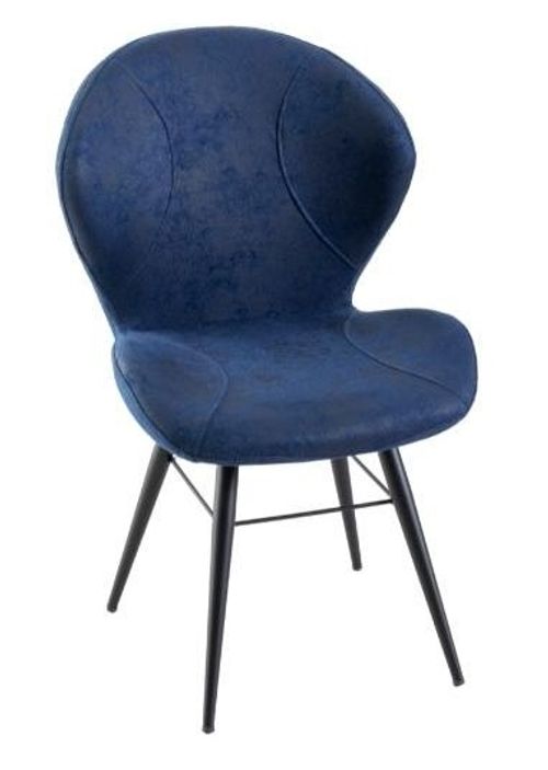 Clearance - Arctic Blue Dining Chair, Velvet Fabric Upholstered with Round Black Metal Legs - Brand New Item