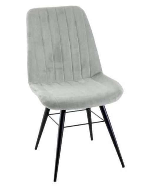 Clearance - Piano Beige Dining Chair, Velvet Fabric Upholstered with Round Black Metal Legs - Brand New Item