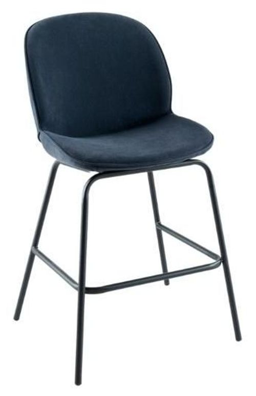 Clearance - Etta Blue Fabric Bar Stool with Black Footrest - Brand New Item