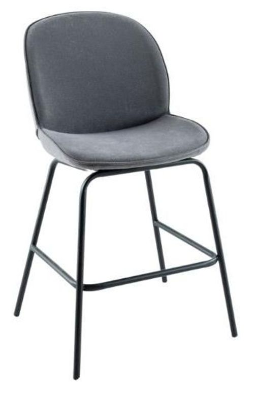 Clearance - Etta Grey Fabric Bar Stool with Black Footrest - Brand New Item