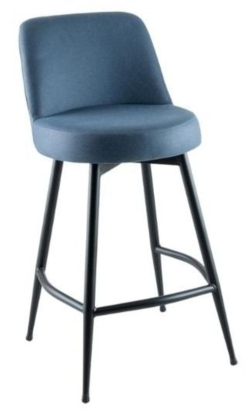 Clearance - Dover Blue Velvet Barstool with Backrest - Brand New Item