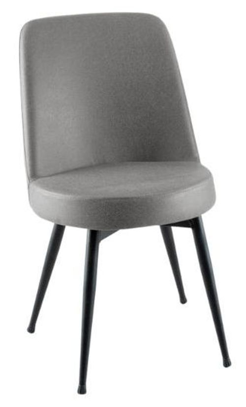 Clearance - Dover Grey Dining Chair, Velvet Fabric Upholstered with Black Metal Legs - Brand New Item