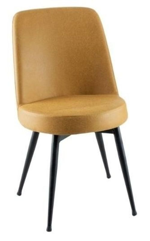 Clearance - Dover Mustard Dining Chair, Velvet Fabric Upholstered with Black Metal Legs - Brand New Item