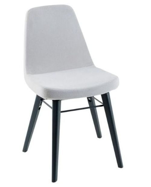 Clearance - Gabi Light Grey Dining Chair, Velvet Fabric Upholstered with Black Metal Legs - Brand New Item