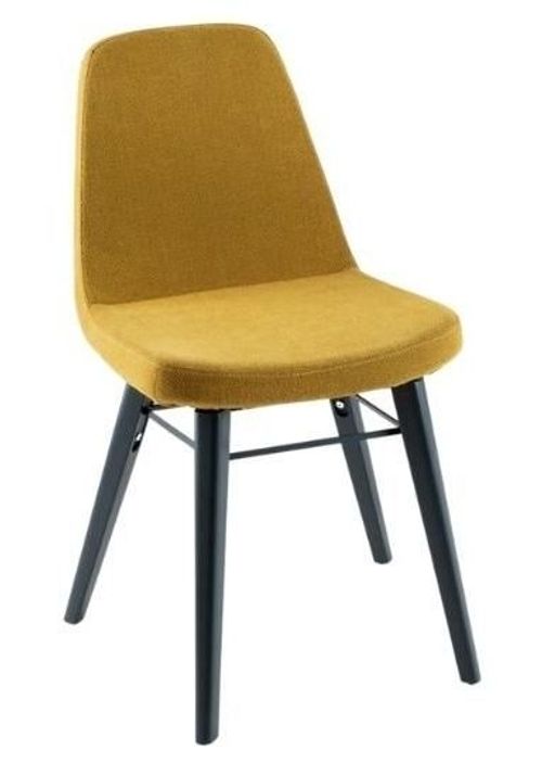 Clearance - Gabi Mustard Dining Chair, Velvet Fabric Upholstered with Black Metal Legs - Brand New Item