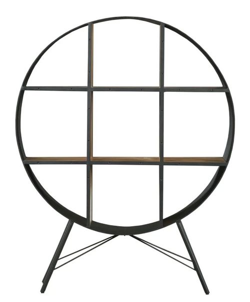 Clearance - Reed Black Metal Industrial Open Round Bookshelf with 6 Shelves - Dia 120cm - Brand New Item