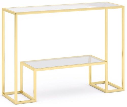 Clearance - Knightsbridge Glass and Gold Console Table - Brand New Item