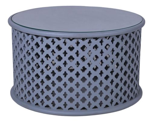 Clearance - Jaipur Lattice Grey Mango Wood Round Coffee Table - Brand New Item