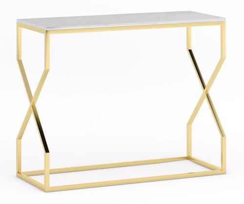 Clearance - Scala White Marble Top and Gold Console Table - Brand New Item