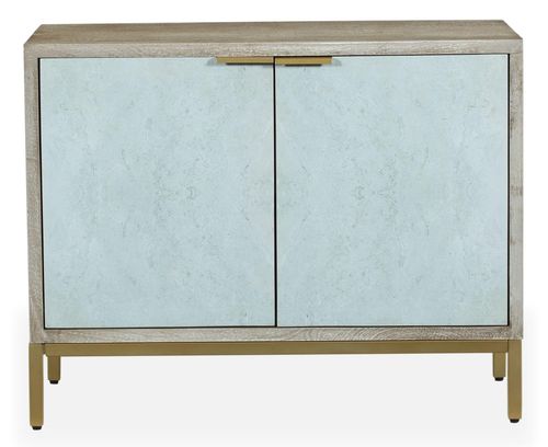 Clearance - Temis Faux Marble Finish Grey Washed 2 Door Small Sideboard - Brand New Item