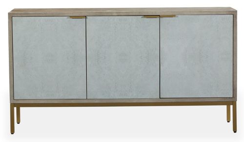 Clearance - Temis Faux Marble Finish Grey Washed 3 Door Medium Sideboard - Brand New Item