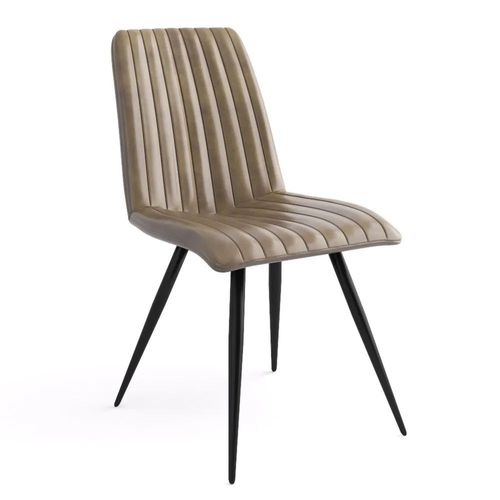 Clearance - Margo Dark Brown Dining Chair, Genuine Leather with Metal Legs - Brand New Item