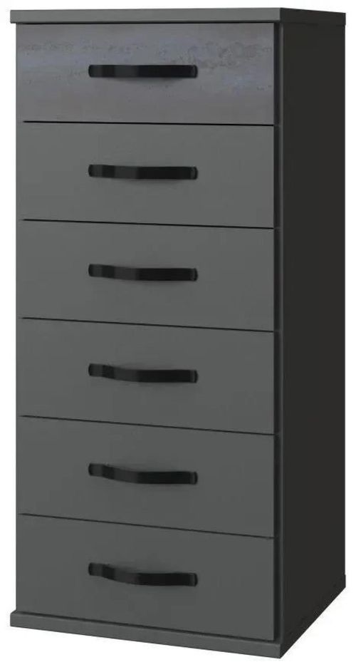 IN STOCK Duo2 Graphite 6 Drawer Narrow Chest