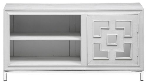 Clearance - Geo White Mirrored TV Unit - 1 Door - Brand New Item