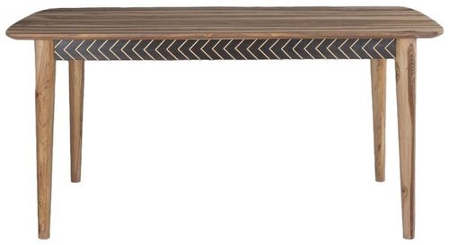 Clearance - Luxuria Sheesham Wood 6 Seater Dining Table with Black Geometric Trim - Brand New Item