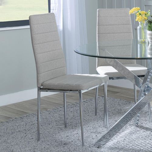 Clearance - Lido Dining Chair in Sand Colour Fabric with Chrome Legs