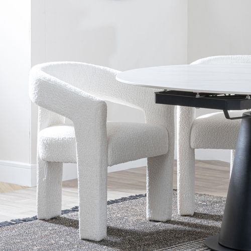 Kiefer Cream Boucle Fabric Dining Armchair