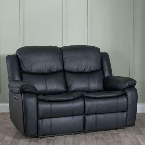 Berlin Black Leather 2 Seater Recliner Sofa