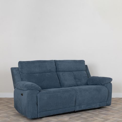 Augusta Ancona Blue Fabric 3 Seater Electric Recliner Sofa