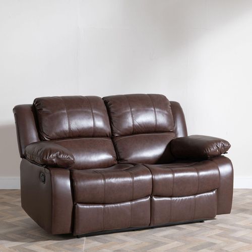 London Brown Leather 2 Seater Recliner Sofa