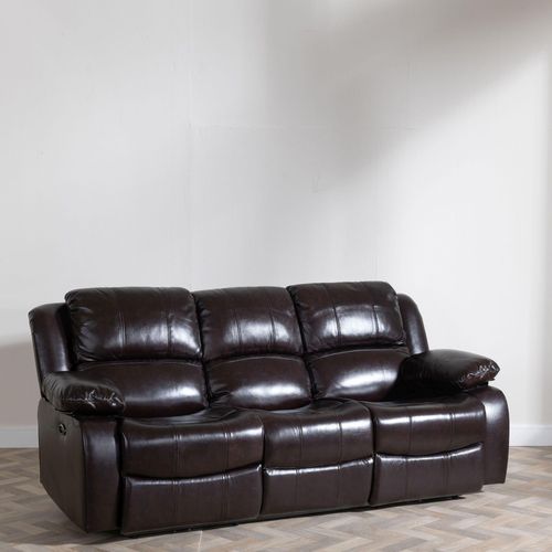 London Burgundy Leather 3 Seater Recliner Sofa