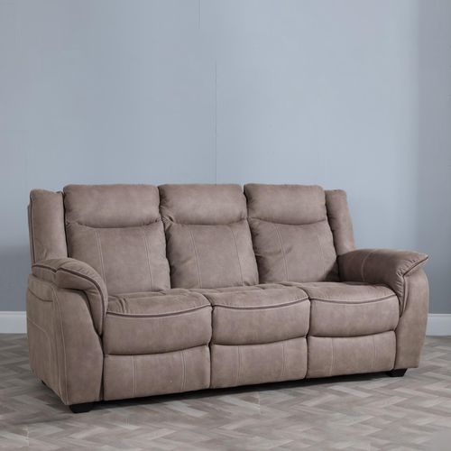 Seville Brown Fabric 3 Seater Sofa