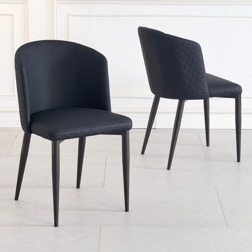 Clearance - Deco Black Leather Dining Chair with Black Legs - Brand New Item