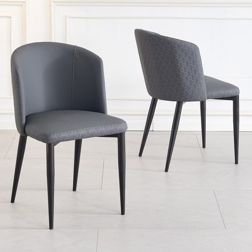 Clearance - Deco Dark Grey Leather Dining Chair with Black Legs - Brand New Item