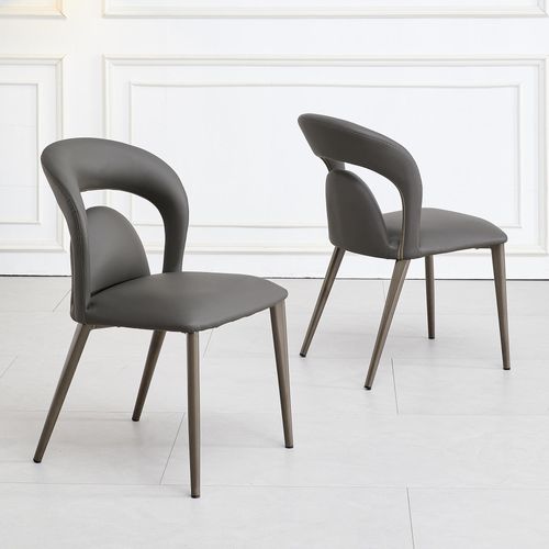 Clearance - Dixie Dark Grey Leather Dining Chair