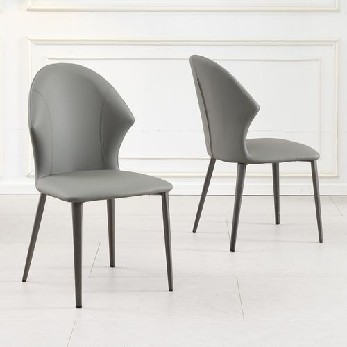 Clearance - Elaine Grey Leather Dining Chair