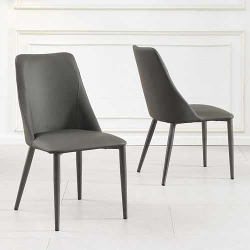 Clearance - Rosie Dark Grey Leather Dining Chair