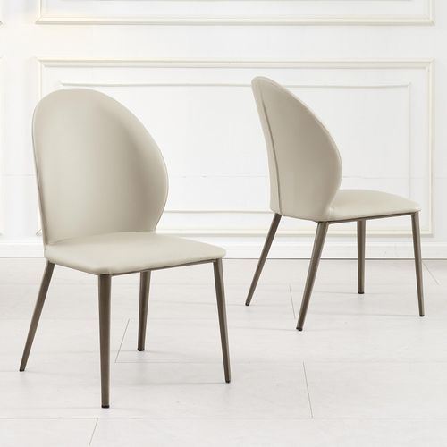 Clearance - Astrid Taupe Leather Dining Chair