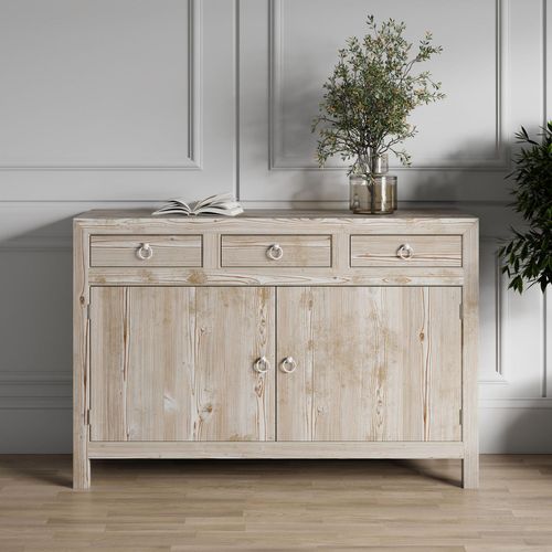 Reclaimed Wood Whitewash 2 Door Medium Sideboard - 135cm