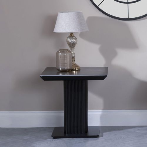 Clearance - Morgan Black Ceramic Fluted Lamp Table