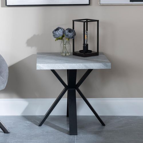 Ezra Grey Square End Table with Black Spider Legs