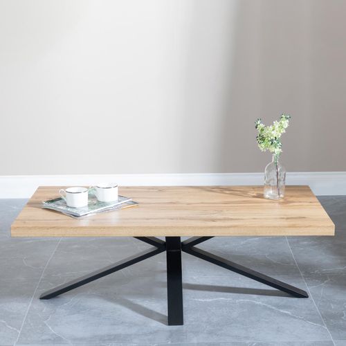 Ezra Oak Coffee Table with Black Spider Legs