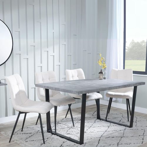 Clearance - Texas Grey Dining Set - Corona Beige Fabric Chairs