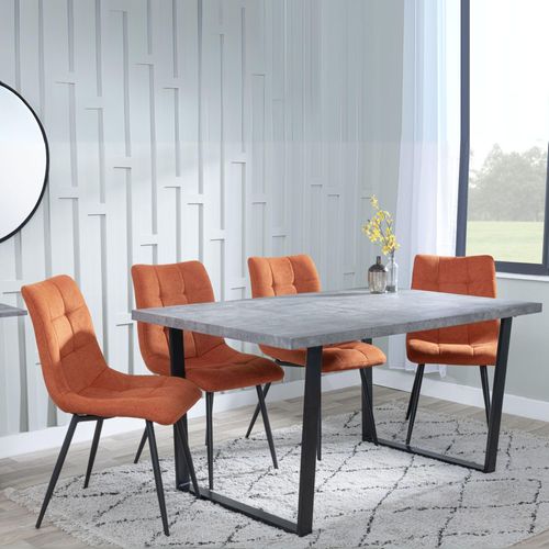 Clearance - Texas Grey Dining Set - Corona Orange Fabric Chairs