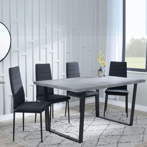 Clearance - Texas Grey Dining Set - Lido Black Fabric Chairs with Black Legs