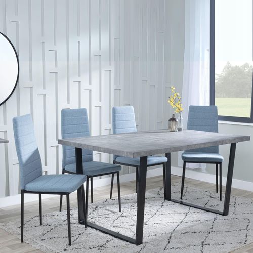 Clearance - Texas Grey Dining Set - Lido Blue Fabric Chairs with Black Legs