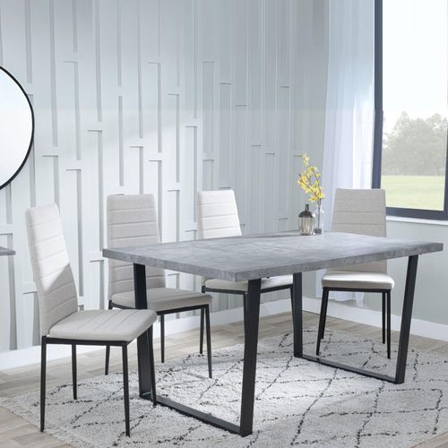Clearance - Texas Grey Dining Set - Lido Sand Fabric Chairs with Black Legs