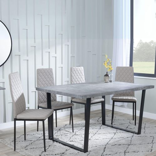 Clearance - Texas Grey Dining Set - Metro Beige Leather Chairs with Black Legs