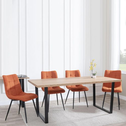 Clearance - Texas Oak Effect Dining Set - Corona Orange Fabric Chairs