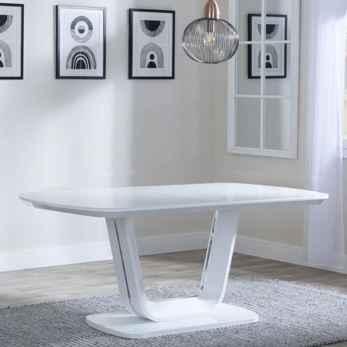 Athos 8 Seater White Glass Dining Table - 180cm