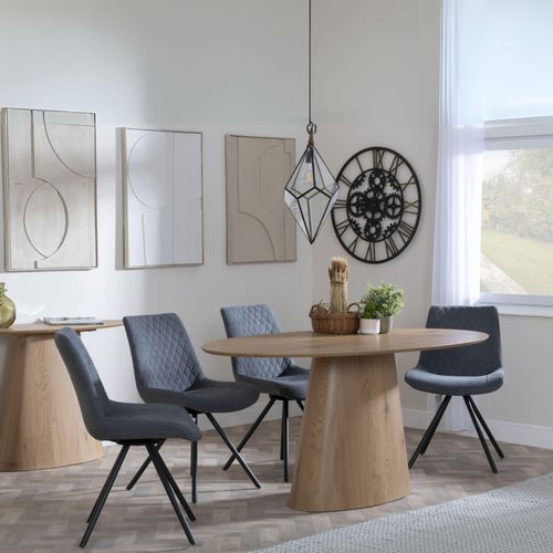 Palma Oak Oval Dining Set - Boden Grey Fabric Swivel Dining Chair