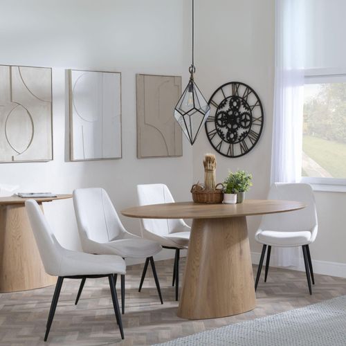 Palma Oak Oval Dining Set - Darwin Cream Fabric Dining Chair