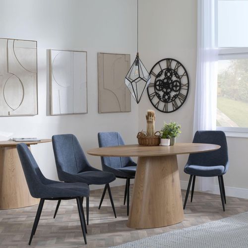 Palma Oak Oval Dining Set - Darwin Dark Grey Fabric Dining Chair